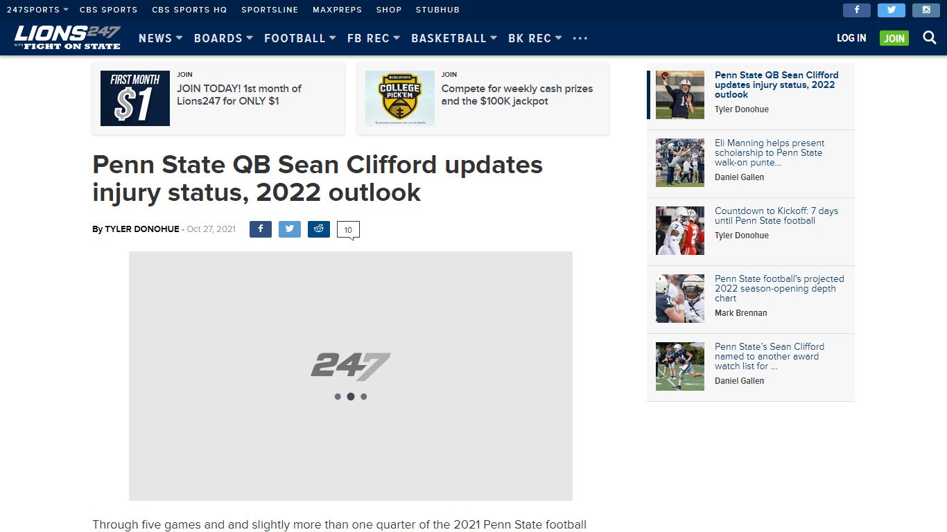 Penn State QB Sean Clifford updates injury status, 2022 outlook - Lions247