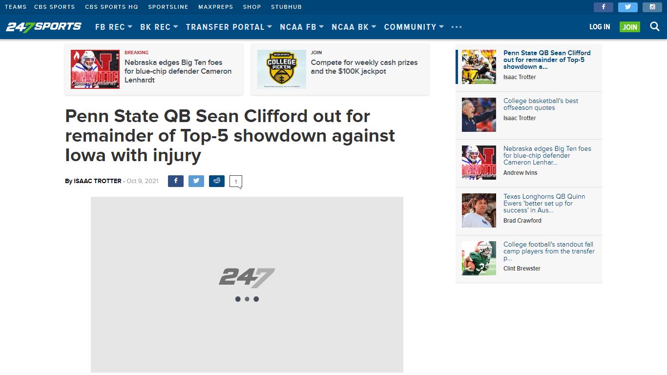 Penn State QB Sean Clifford out for remainder of Top-5 ... - 247Sports
